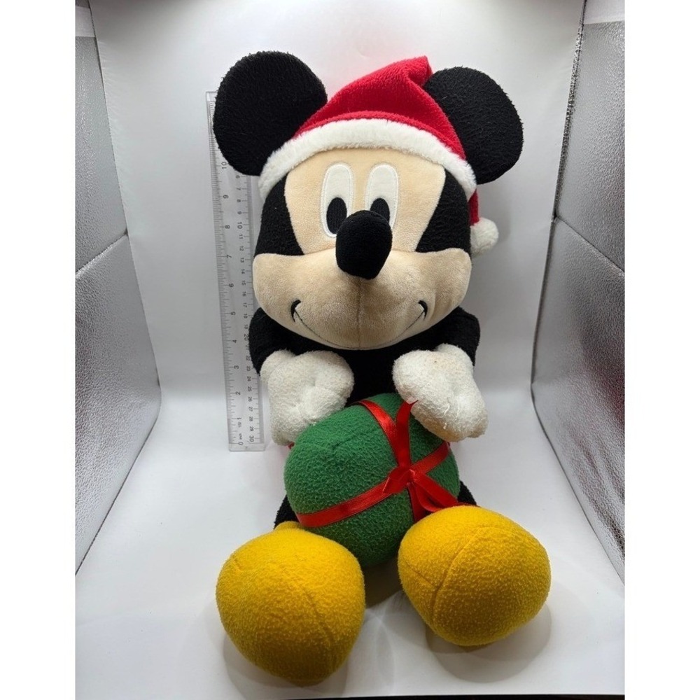 Disney Mickey Mouse Christmas Plush Santa Hat Green Gift Holiday Toy 12 Inch